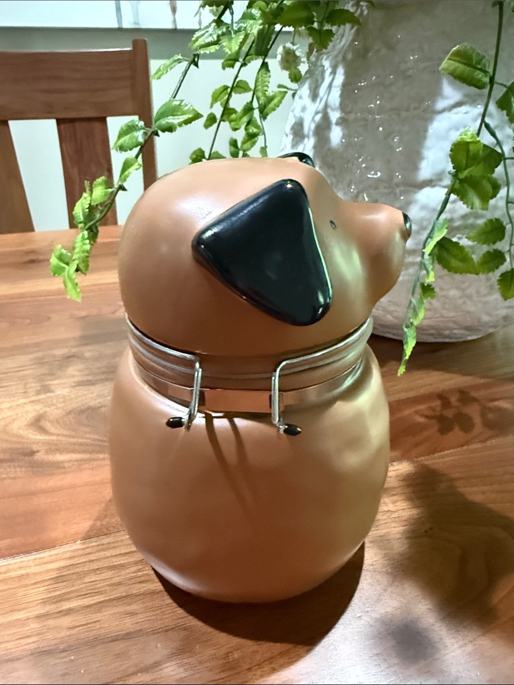 Vintage Snail Ceramic Puppy Treat Canister - Copper Brown wSealed Tight Closure - Picture 4 of 6